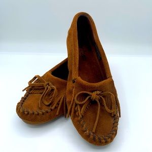 Minnetonka leather Moccasin loafers slip on suede flats size 7